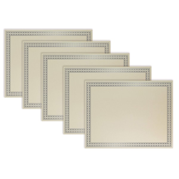 Better Office Products Award Certificate Paper, Silver Foil Metallic Border, Ivory, Letter Size, Diploma Cert Paper, 50PK 64393 - main